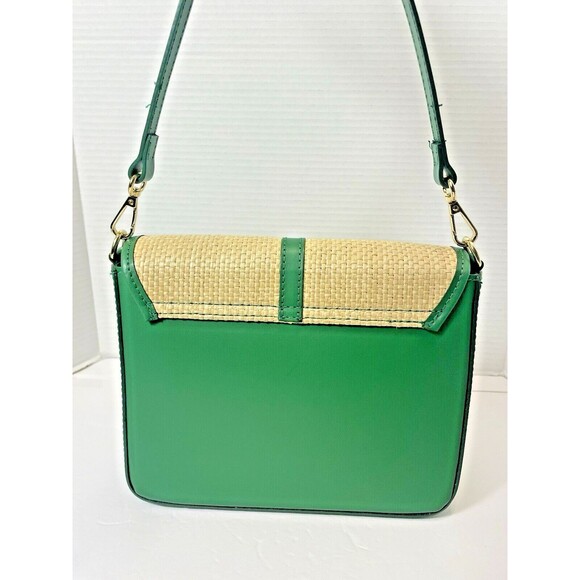 Valentina Fiore Genuine Leather Made in Italy Green  Crossbody Shoulder Handbag - Picture 16 of 16